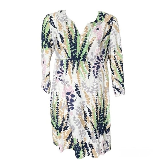 BODEN 100% Linen Tunic Dress Leaf Print Beach Coastal Vacation Resort Size 4R - Picture 1 of 7